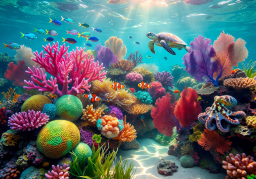 Coral Reef Riches game thumbnail showing vibrant coral formations and sea creatures