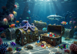 Deep Sea Treasures game with coral reefs and exotic marine life
